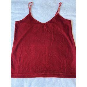 PajamaGram red velvet strappy tank top stretchy women's size SM